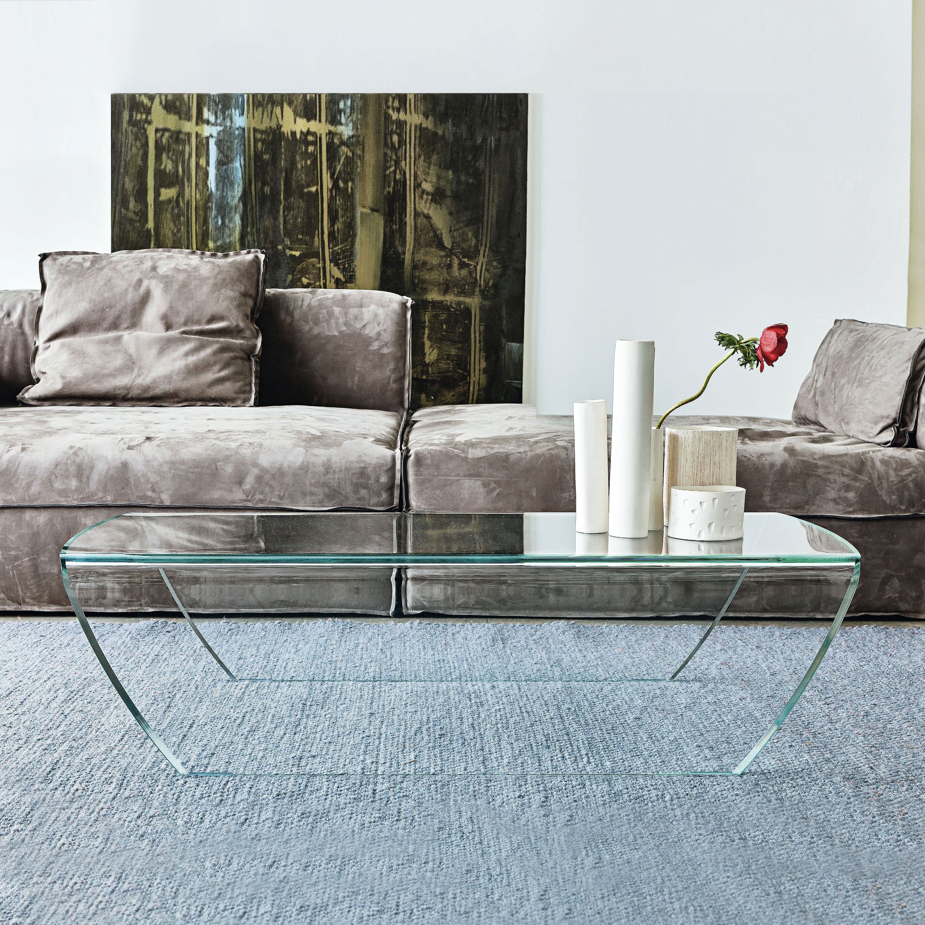 Low glass store table