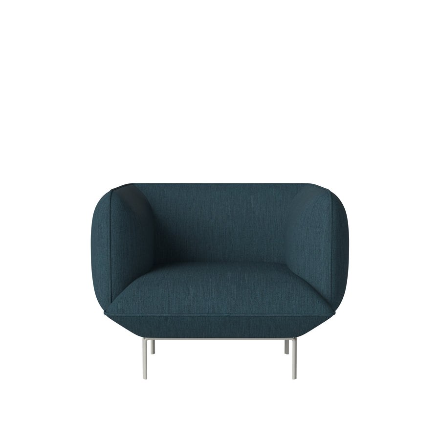 BOLIA Cloud Armchair, Baize Dust Blue, Grey Lacquered Steel