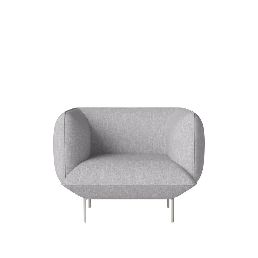 BOLIA Cloud Armchair, Baize Light Grey, Grey Lacquered Steel