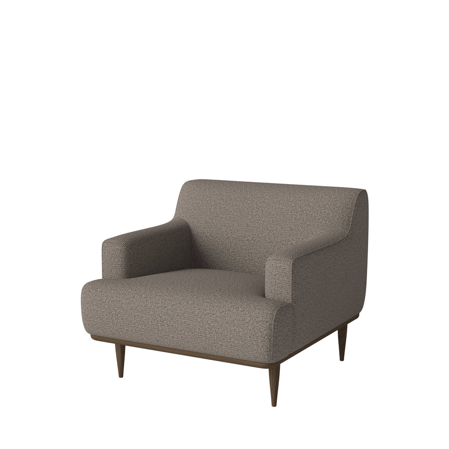 Dover Armchair in Freya Grey Brown, Dark Oiled Oak