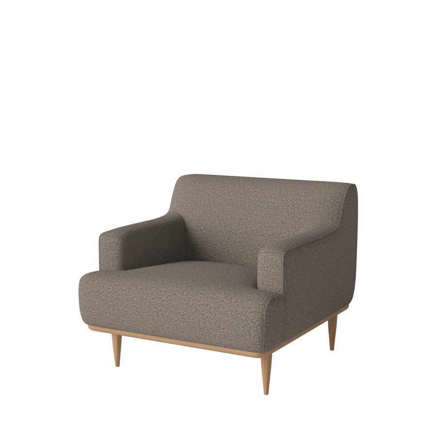 Dover Armchair in Freya Grey brown, Oiled Oak