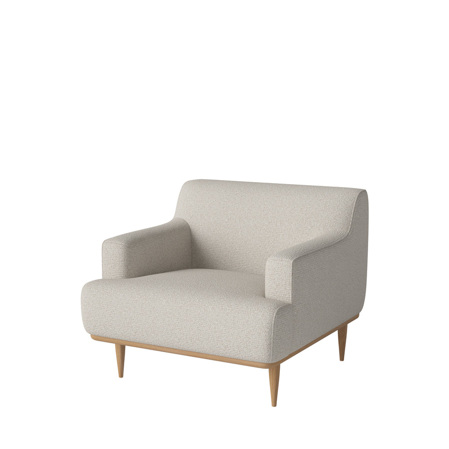 Dover Armchair in Freya Ivory, Oiled Oak