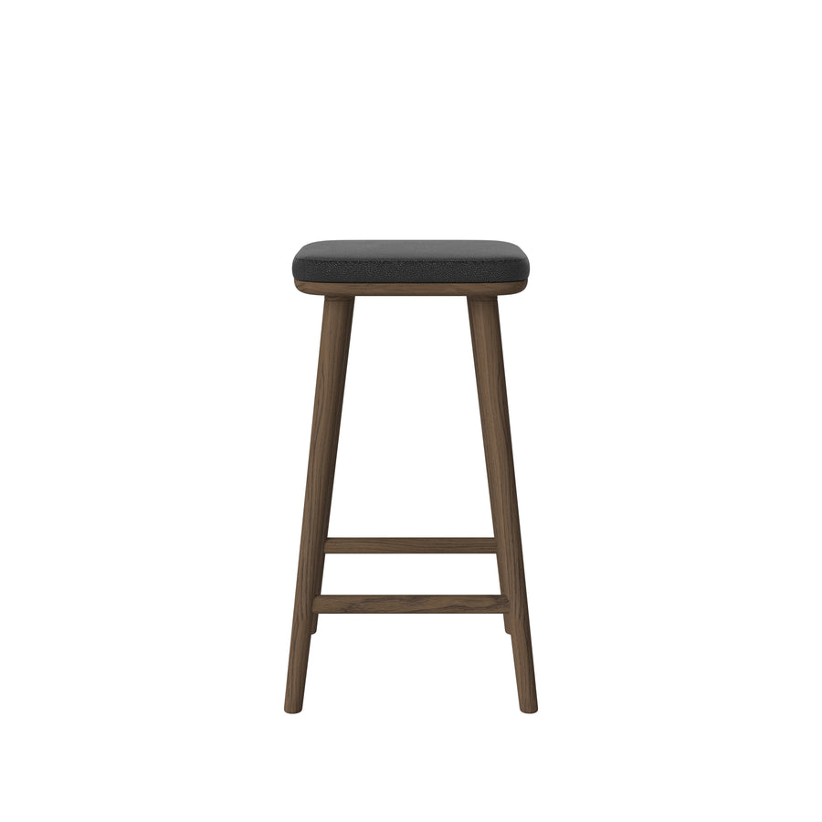 BOLIA Flor Counter Stool, Dark Oiled Stained Oak, Quattro Black Leather