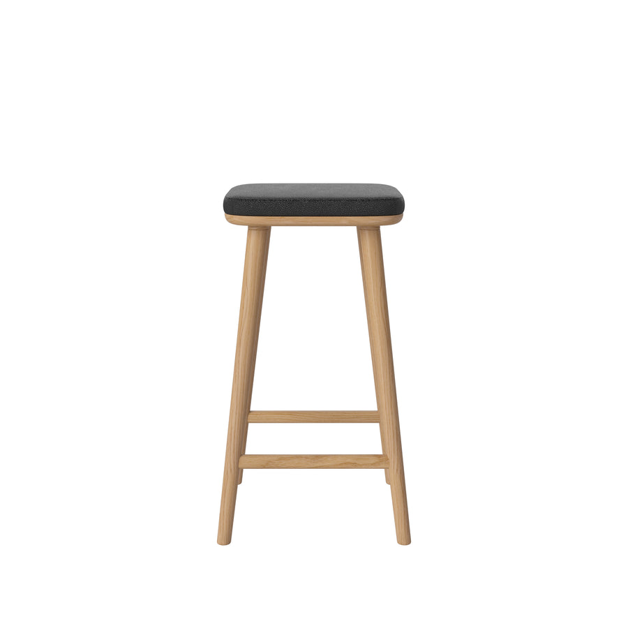 BOLIA Flor Counter Stool, Oiled Oak, Quattro Black Leather