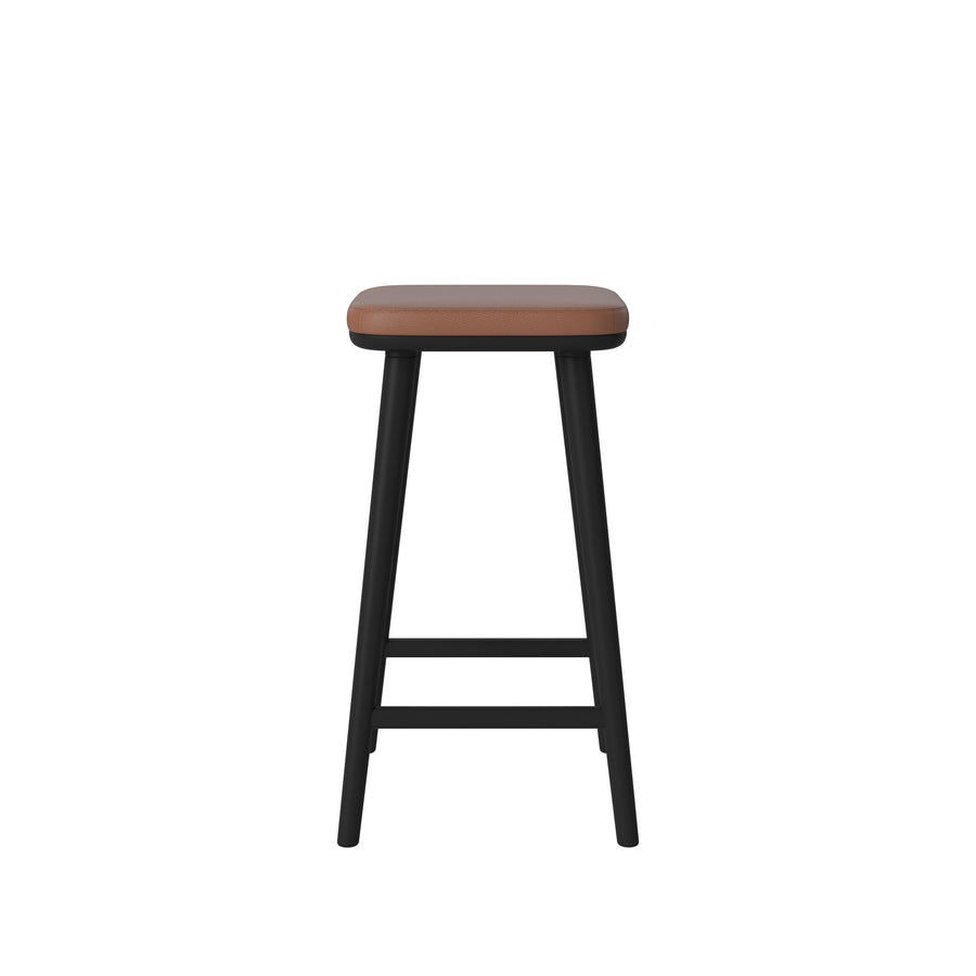 BOLIA Flor Counter Stool, Black Stained Oak, Quattro Cognac Leather