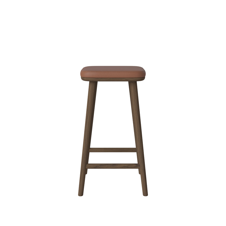 BOLIA Flor Counter Stool, Dark Oiled Stained Oak, Quattro Cognac Leather