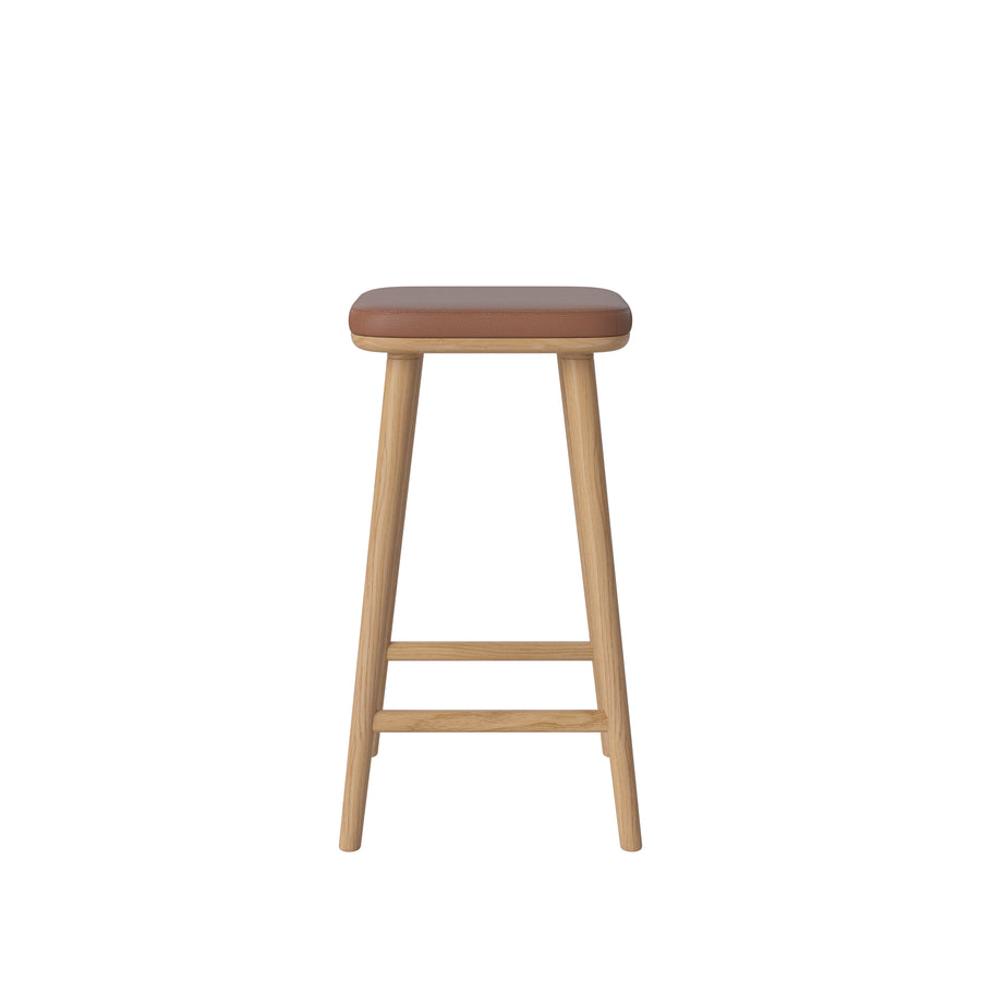 BOLIA Flor Counter Stool, Oiled Oak, Quattro Cognac Leather