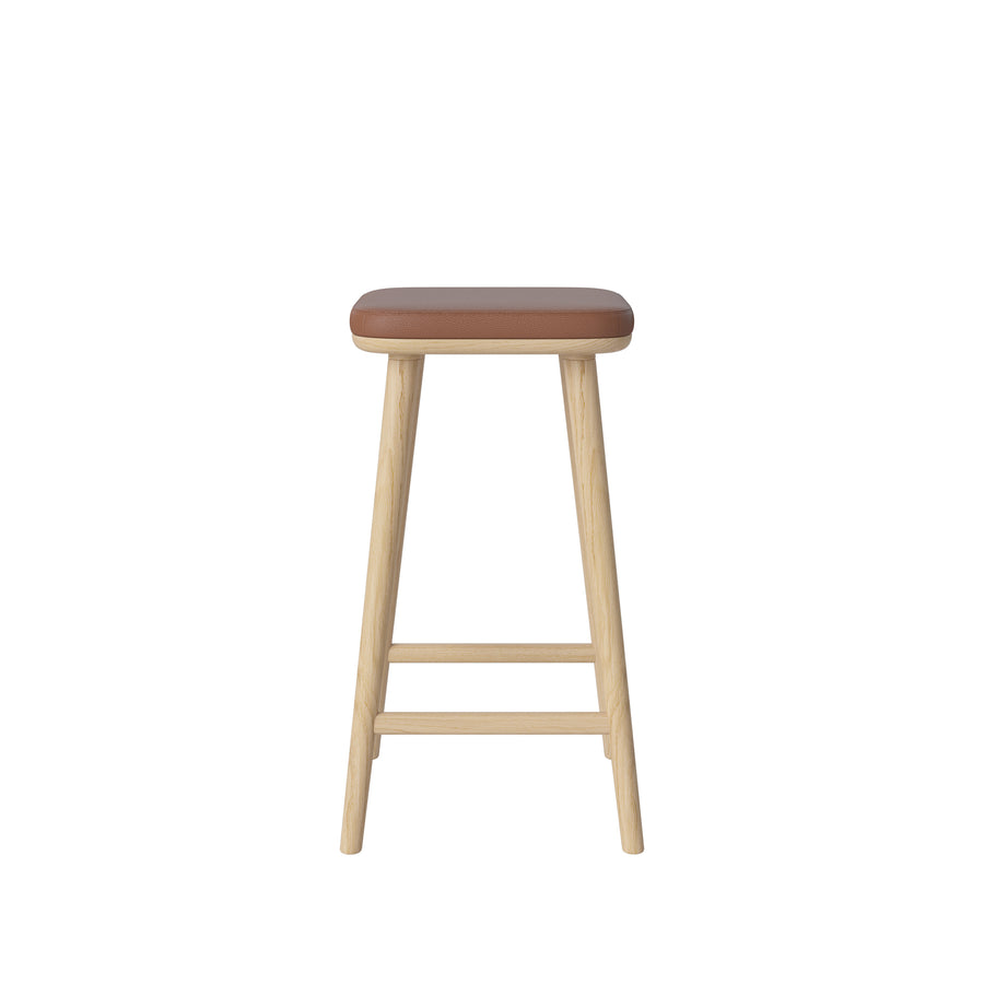 BOLIA Flor Counter Stool, White Pigmented Oak, Quattro Cognac leather