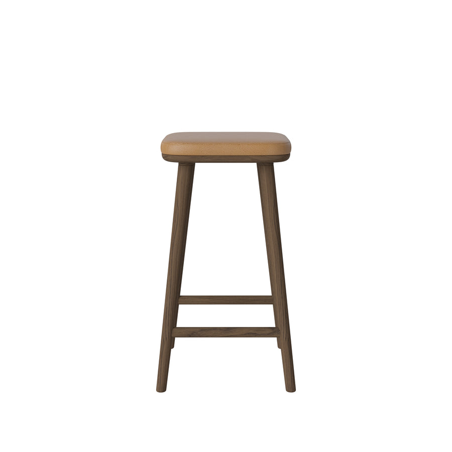 BOLIA Flor Counter Stool, Dark Oiled Stained Oak, Quattro Light Cognac Leather