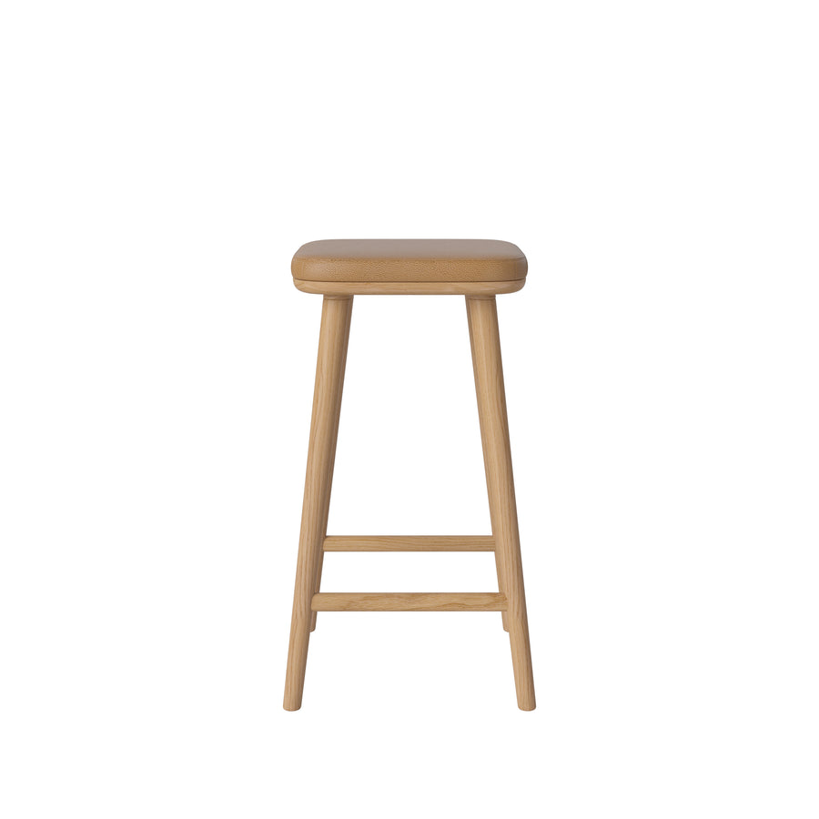 BOLIA Flor Counter Stool, Oiled Oak, Quattro Light Cognac Leather