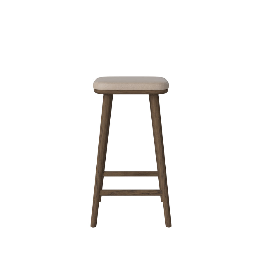 BOLIA Flor Counter Stool, Dark Oiled Stained Oak, Quattro Sand Leather