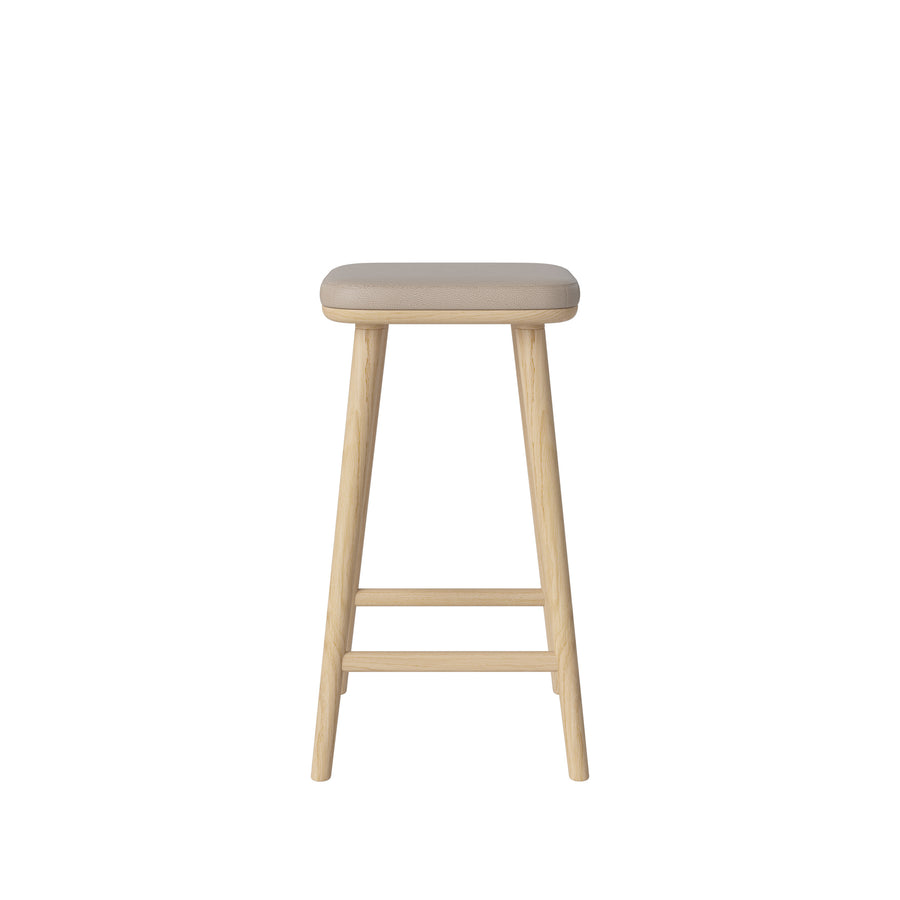 BOLIA Flor Counter Stool, White Pigmented Oak, Quattro Sand leather