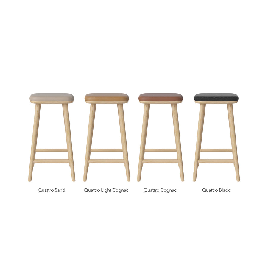 BOLIA Flor Barstools, White Pigmented Oak, Quattro Leather