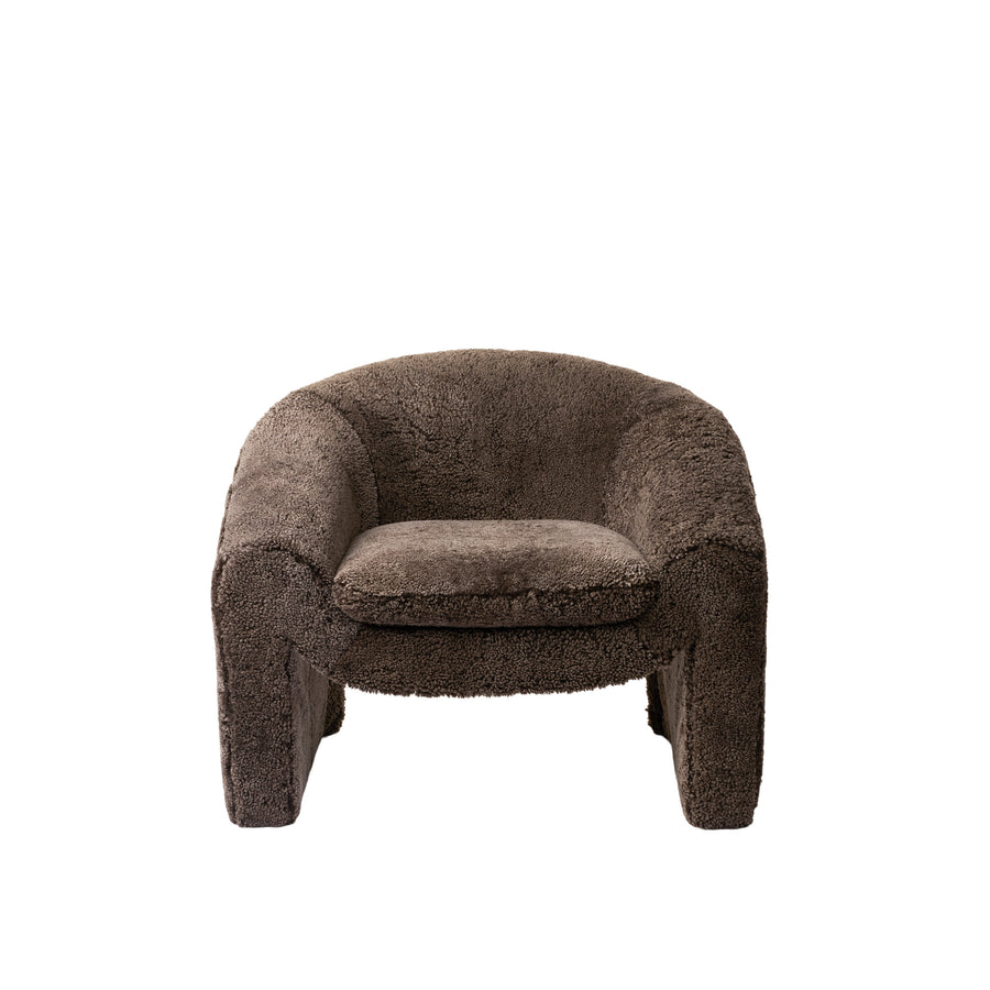 BOLIA Mielo Armchair in Vella Sheepskin Brown, front