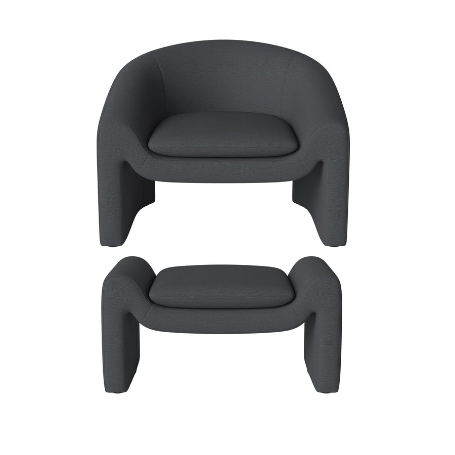 BOLIA Mielo Armchair & Footsool, in fabric Ocean Anthracite