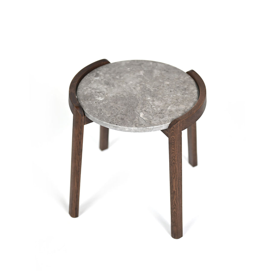 BOLIA Mix Small Coffee Table, frame in dark oiled solid Oak, top in Grigio Bottarga marble, top