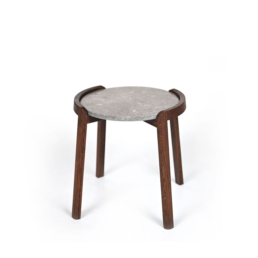 BOLIA Mix Small Coffee Table, frame in dark oiled solid Oak, top in Grigio Bottarga marble