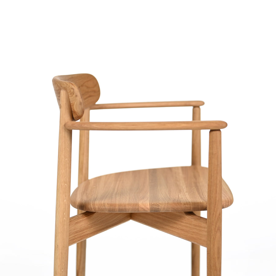 BOLIA Merge Armchair in solid Oiled Natural Oak, profile detail, ©Spencer Interiors Inc. 2024