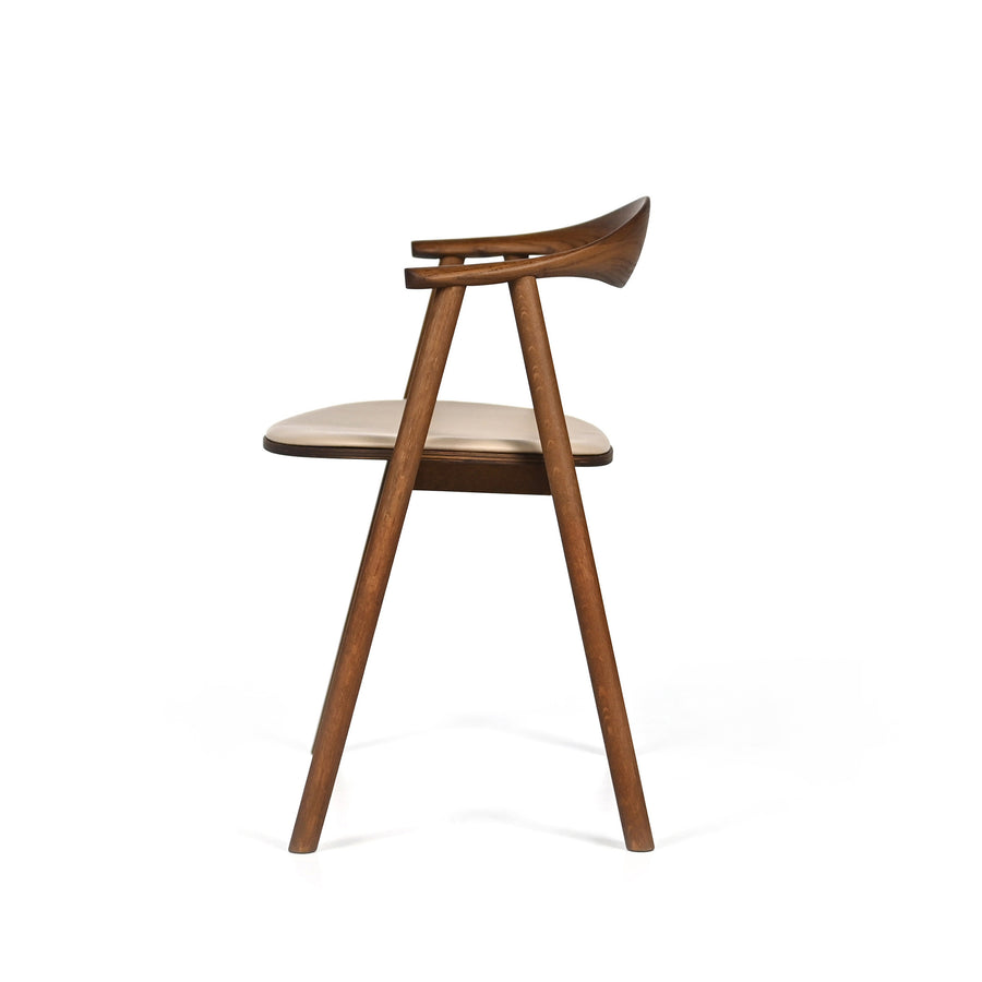 BOLIA Swing Chair in Dark Oiled Oak, Leather Quattro Sand, profile, ©Spencer Interiors Inc.