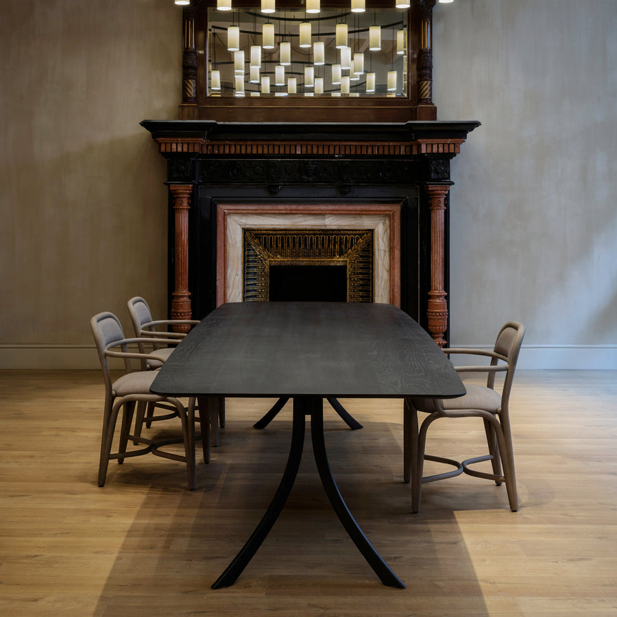 Falcata Table, Black Stained Oak, Ambient