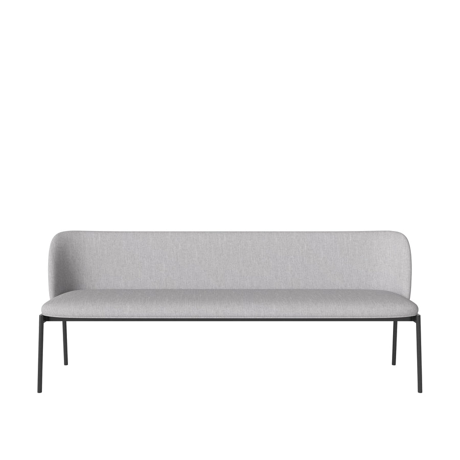 BOLIA Frank 3 Seater Dining Bench, Baize Light Grey, Black Steel