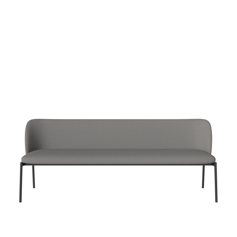 BOLIA Frank 3 Seater Dining Bench, Baize Steel Grey, Black Steel