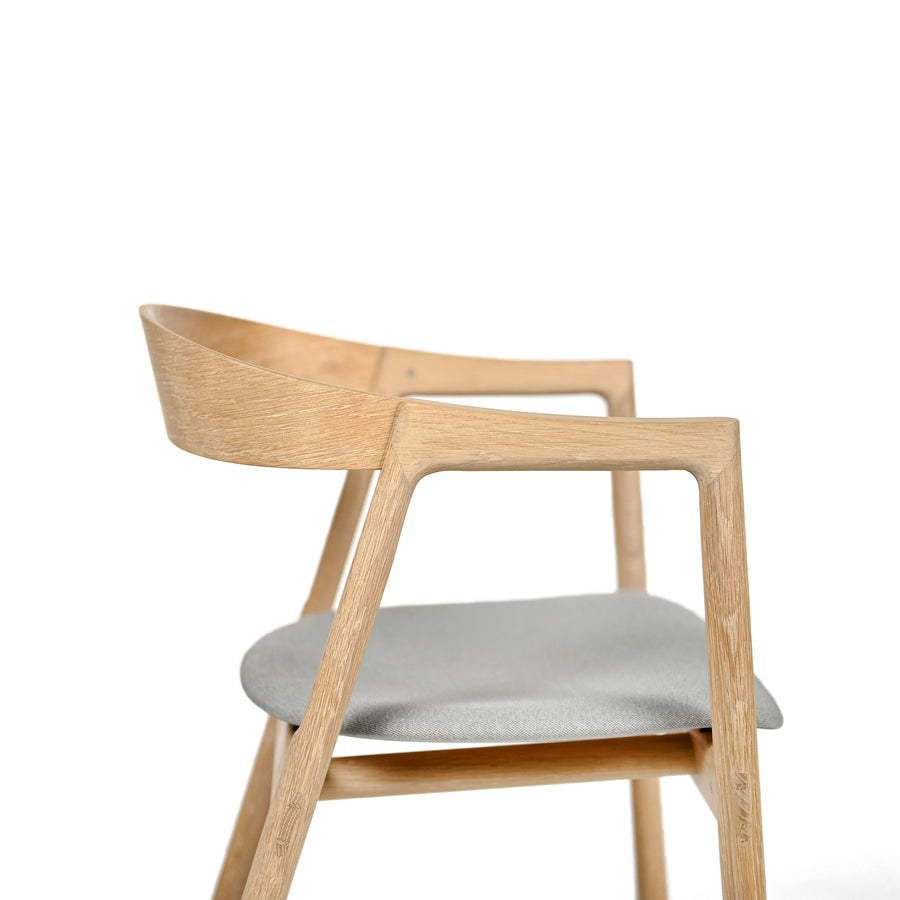 GAZZDA Muna Armchair in solid Oak, profile detail, ©Spencer Interiors 2024