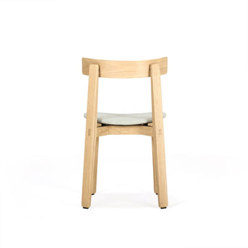 Gazzda Nora Chair in solid Oak Hardwax Oil White & Main Line Flax: Newbury MLF 10, back view