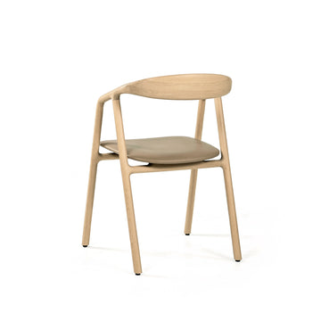 WOAK Bled Chair solid White Pigmented Oak, Leather Polvere, back turned
